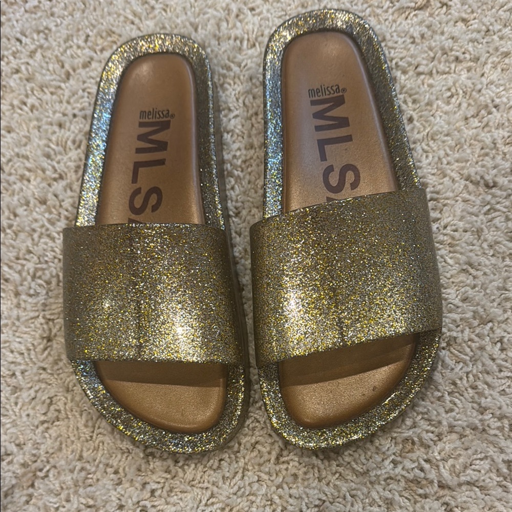Melissa Gold Sandals with Shimmery Metallic Finish